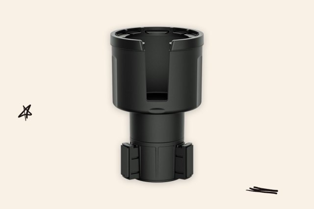 An image of a black cup holder adapter