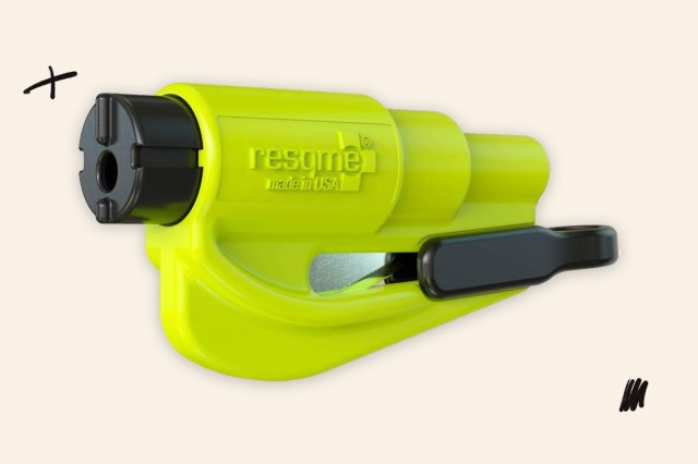 An image of a bright green car escape tool