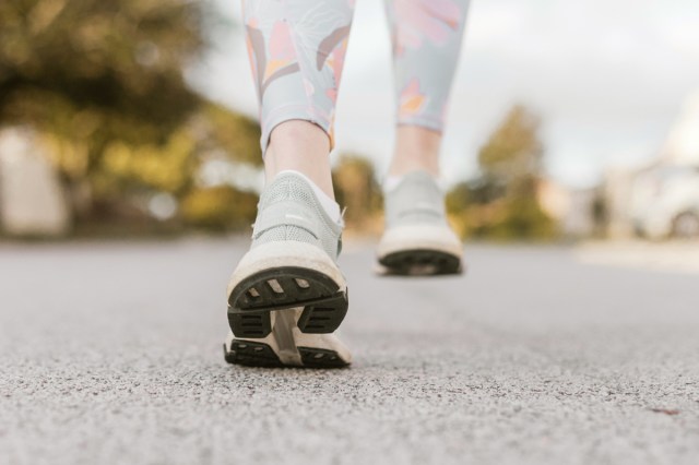 Person walking down road