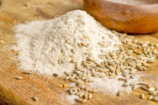 Close up shot of flour and grains