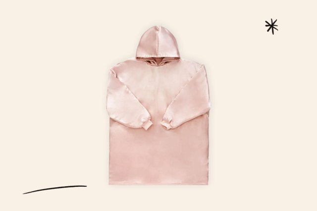 An image of the Kitsch Glazey satin blanket hoodie