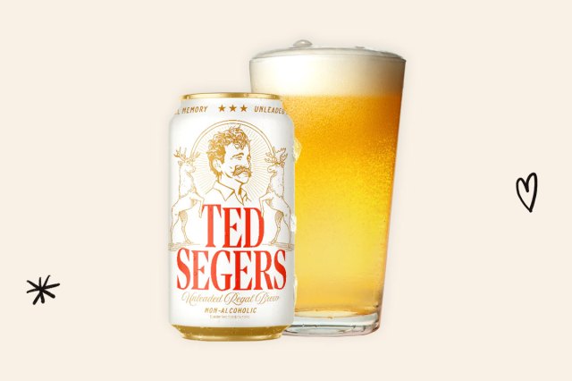 A photo of Ted Segers NA beer can and glass