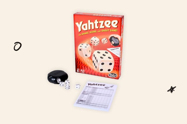 An image of a Yahtzee box and pieces