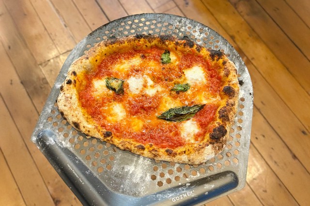 Photo of a homemade pizza made while testing the Gozney Tread